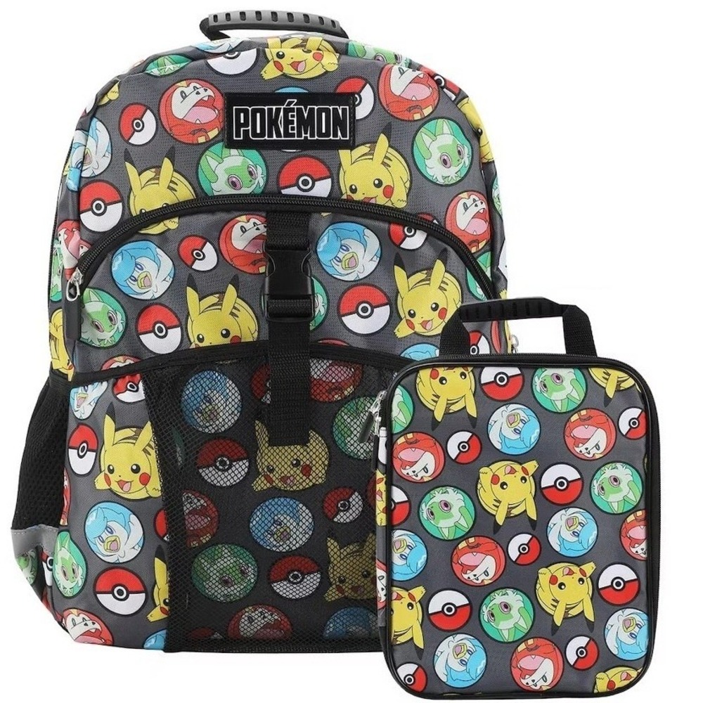 Pokemon All-Over Print 2-Pc 16" Premium Backpack, Utility Case School Book Bag